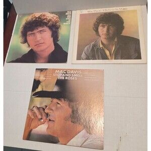 Mac Davis Lot of 3 Vinyls Stop & Smell the Roses I Believe in Music All the Love